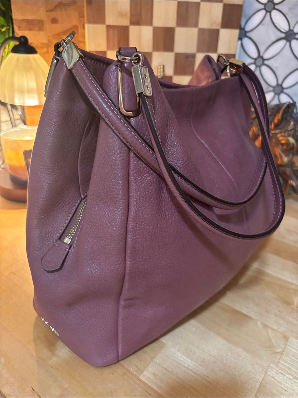 Coach “ Madison” Pebbled Leather Shoulder Tote with Gold Hardware